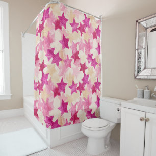 Rideaux De Douche Motif sans couture d'étoile en détresse rose