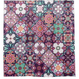 Rideaux De Douche Motif sans couture. Éléments décoratifs vintages.