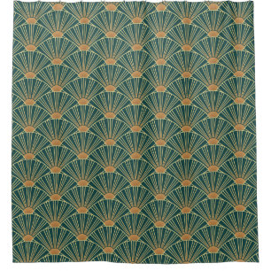 Rideaux De Douche Motif sans couture géométrique avec lignes dorées.