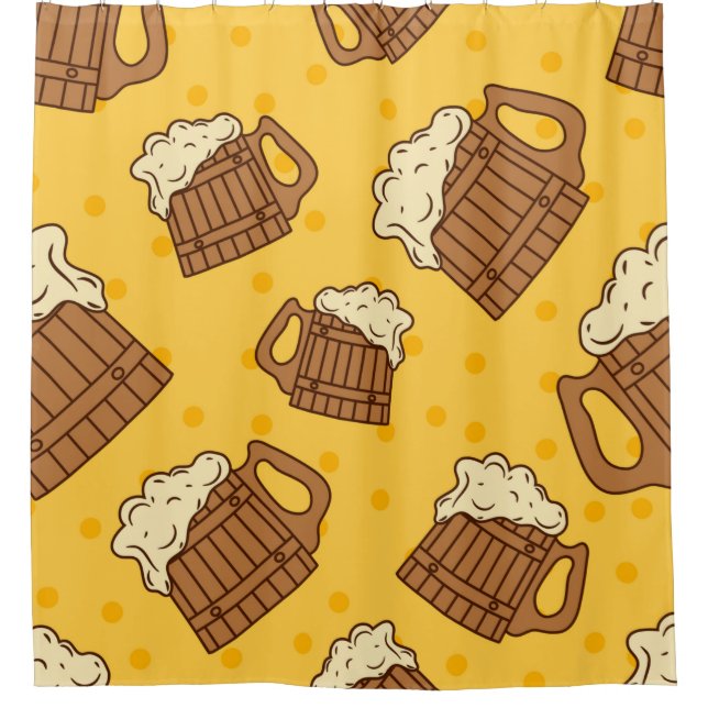 Rideaux De Douche Motif sans joint avec Mugsbeer en mousse de bois,  (Devant)
