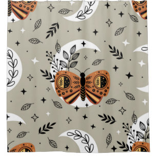Rideaux De Douche motif sans soudure avec papillon bohème sur le mo