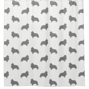 Rideaux De Douche Motif Shetland Sheepdog Silhouettes