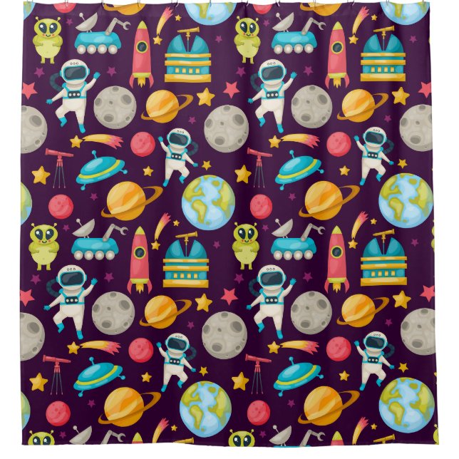 Rideaux De Douche Motif spatial adorable (Devant)