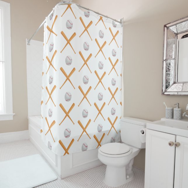 Rideaux De Douche Motif sportif de baseball Batup (En situation)