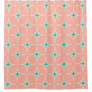 Rideaux De Douche Motif Starburst moderne du milieu du siècle