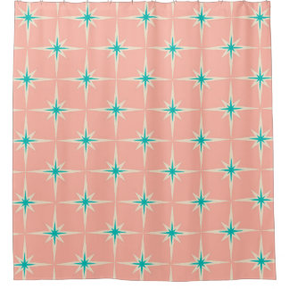 Rideaux De Douche Motif Starburst moderne du milieu du siècle
