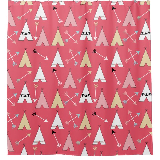 Rideaux De Douche Motif tendance Pastel Cute Teepees and Flèches (Devant)