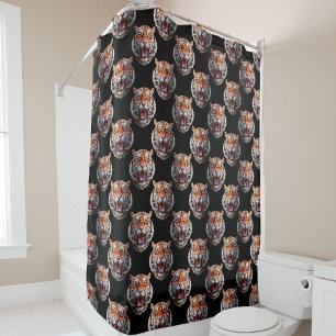 Rideaux De Douche Motif Tiger - Noir