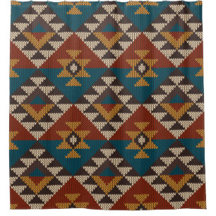 Rideaux De Douche Motif traditionnel Tribal Aztec sans couture sur w