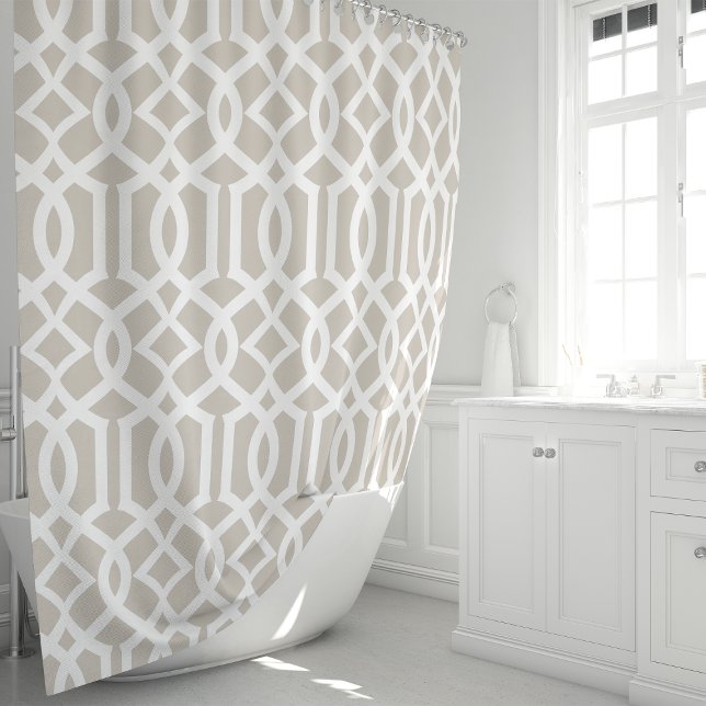 Rideaux De Douche Motif Trellis marocain beige et blanc (Créateur téléchargé)