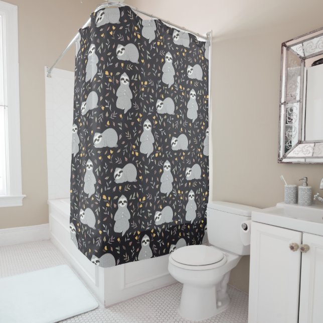 Rideaux De Douche Motif Tropical Baby Sloth (En situation)