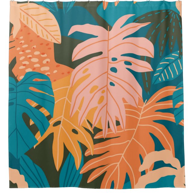 Rideaux De Douche Motif tropical feuille coloré (Devant)