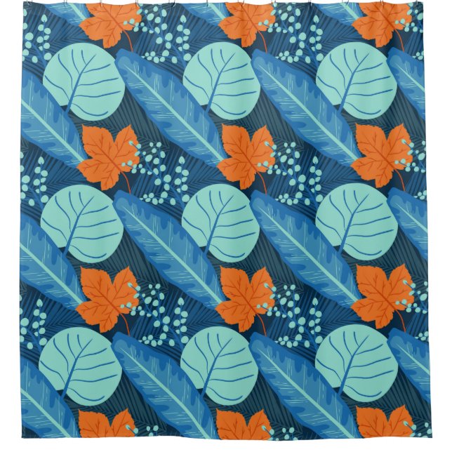 Rideaux De Douche Motif tropical Plante Art Plante Vie Art Feuilles (Devant)