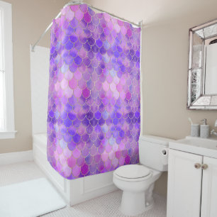 Rideaux De Douche Motif Ultra Violet & Gold Mermaid