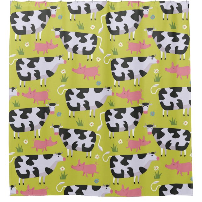 Rideaux De Douche Motif Vaches Et Cochons (Devant)