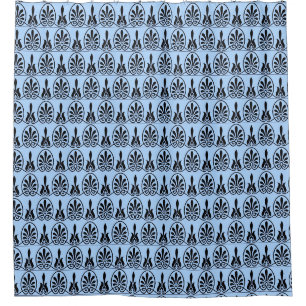 Rideaux De Douche Motif vectoriel arabesque élégant sur fond bleu cl