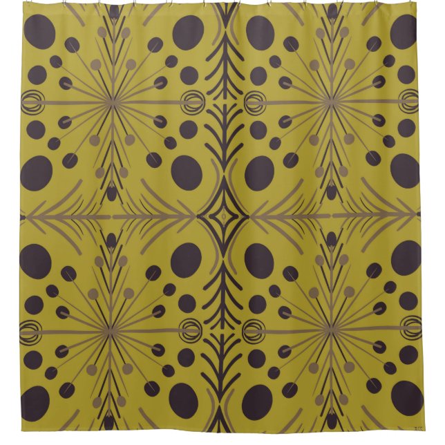 Rideaux De Douche Motif vert Boho Géométrique (Devant)