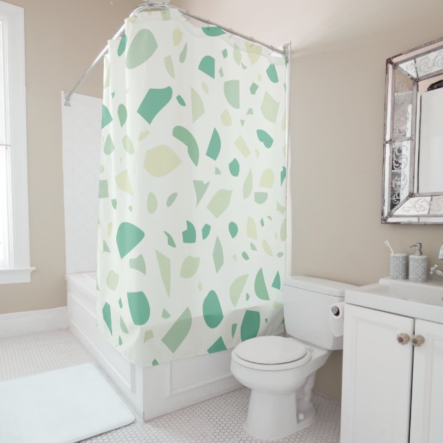 Rideaux De Douche Motif vert terrazzo (En situation)