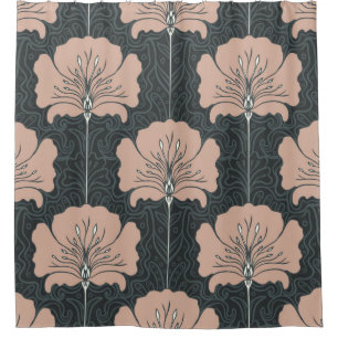 Rideaux De Douche motif vintage sans couture avec fleurs roses. Art 