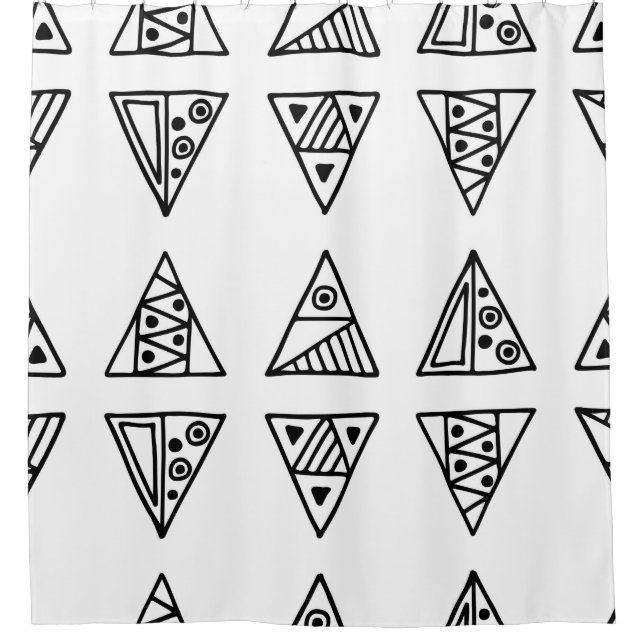 Rideaux De Douche Motif vintage sans couture. Géométri noir et blanc (Devant)
