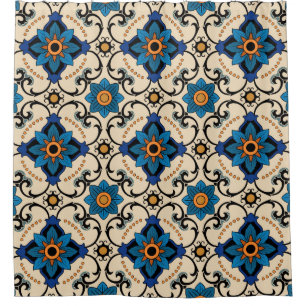 Rideaux De Douche motif vintage sans soudure. Ornement ethnique colo