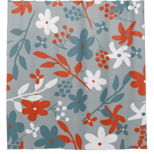 Rideaux De Douche Motif vintage simple. Arrière - plan gris, orange,