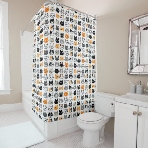 Rideaux De Douche Motif Visages de chat   Cool Kitty Cat Lover