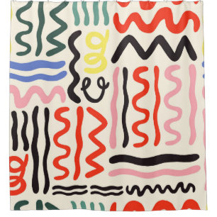 Rideaux De Douche Motif, zigzags, lignes et courbes