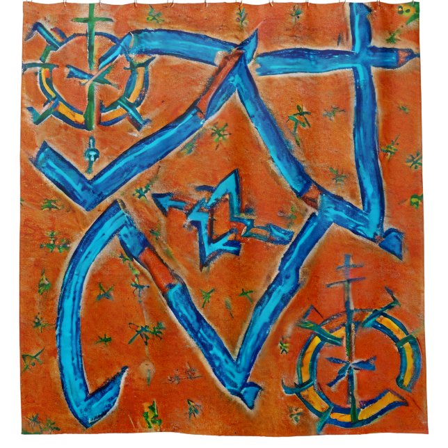 Rideaux De Douche Motifs berbères amazigh, signes et symboles abstra (Devant)