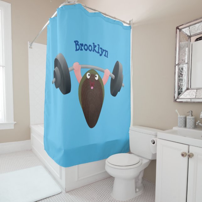 Rideaux De Douche Moule amusante travaillant sur l'illustration de d (En situation)