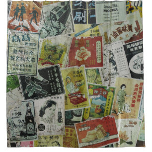Rideaux De Douche Mur publicitaire vintage de Hong Kong.