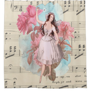 Rideaux De Douche Musique de danse féerique vintage de ballerine