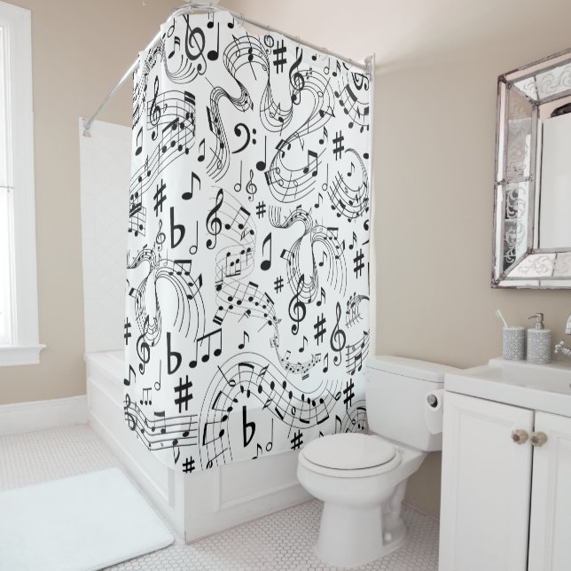 Rideaux De Douche Musique, notes musicales (En situation)