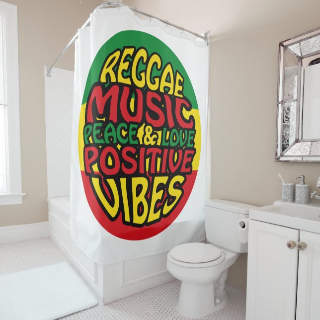 Rideaux De Douche Musique reggae avec des paroles positives (En situation)
