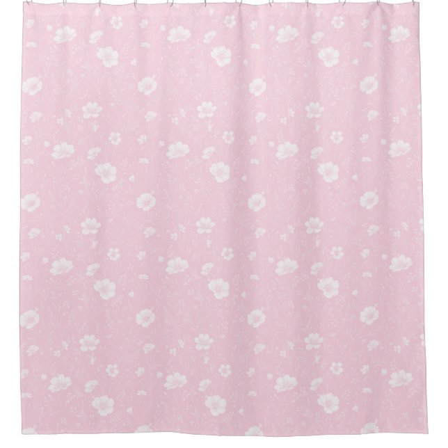 Rideaux De Douche Muted Pink And White Wildflower Pattern (Devant)