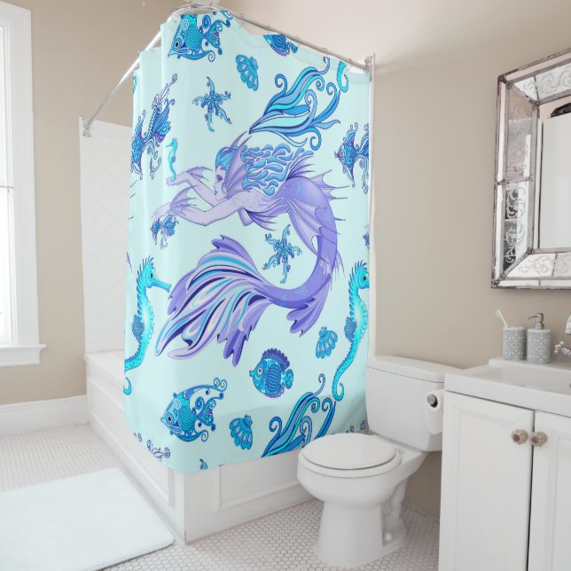 Rideaux De Douche Mystic Fairy Purple Créature Carreaux en céramique (En situation)