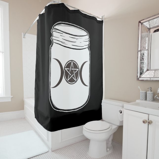 Rideaux De Douche Mystical Magic Moons Triple Déesse Mason Jar (En situation)