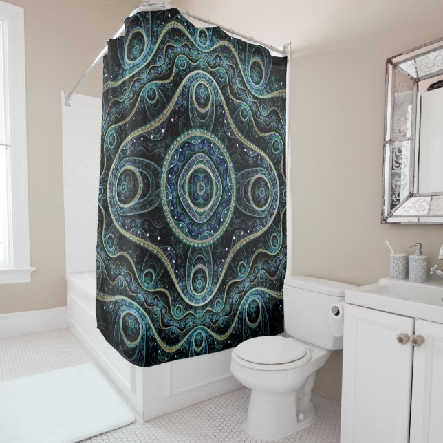 Rideaux De Douche Mystique Grand Royal Julian Fractal Mandala Art (En situation)