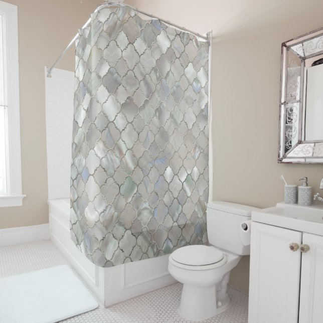 Rideaux De Douche Nacre marocaine de motif de Quatrefoil (En situation)