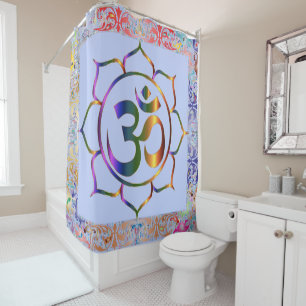 Rideaux De Douche Namaste Om Lotus Rainbow Vintage