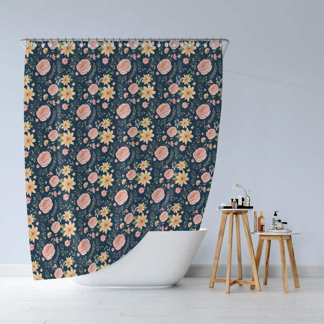Rideaux De Douche Nany Blue Elegant Fleur sauvage Vintage Motif Rose (Nany Blue Elegant Vintage Wildflower Rose Pattern Shower Curtain)