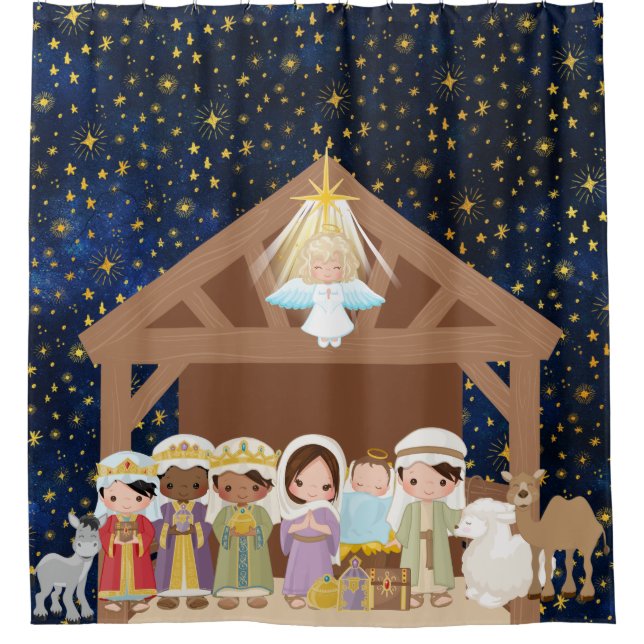 Rideaux De Douche Nativité Jesus Manger Trois sages Homme Douche (Devant)