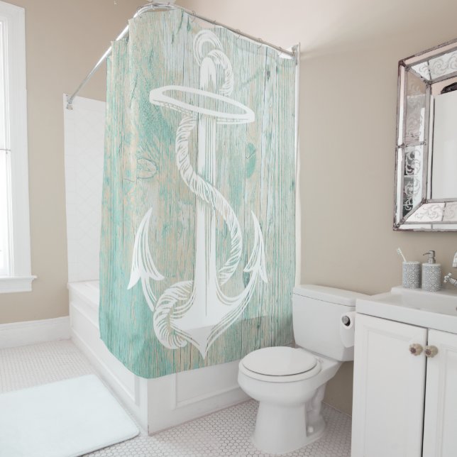 Rideaux De Douche Nautique chic rustique (En situation)