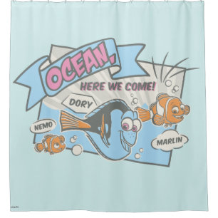 Rideaux De Douche Nemo, Dory et Marlin Océan ici nous venons