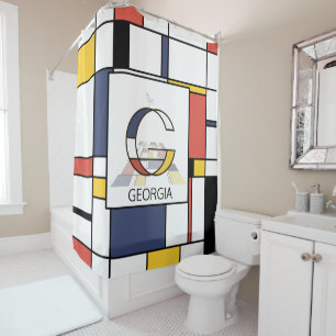 Rideaux De Douche Neoplasticisme Extraordinaire Art Monogramme. Lett
