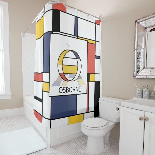 Rideaux De Douche Neoplasticisme Extraordinaire Art Monogramme. Lett (En situation)