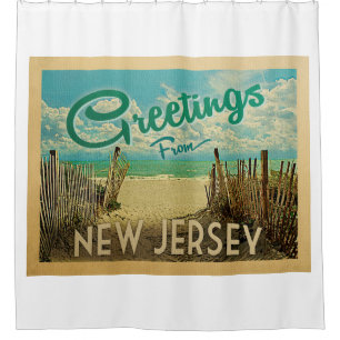 Rideaux De Douche New Jersey Shore Beach Vintage voyage