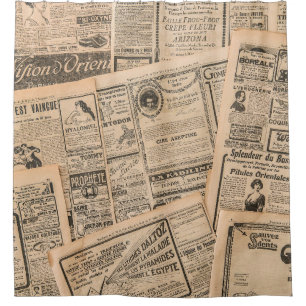 Rideaux De Douche Newspaper pages with antique advertising. Vintage