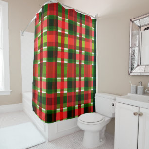 Rideaux De Douche Noël À damiers Carrés Buffalo Plaid