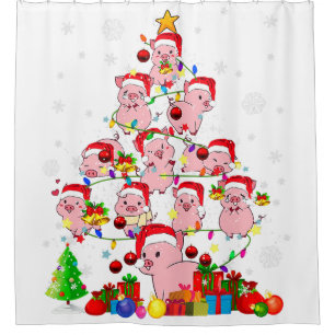 Rideaux De Douche noël arbre cochon noël père Noël animal agriculteu